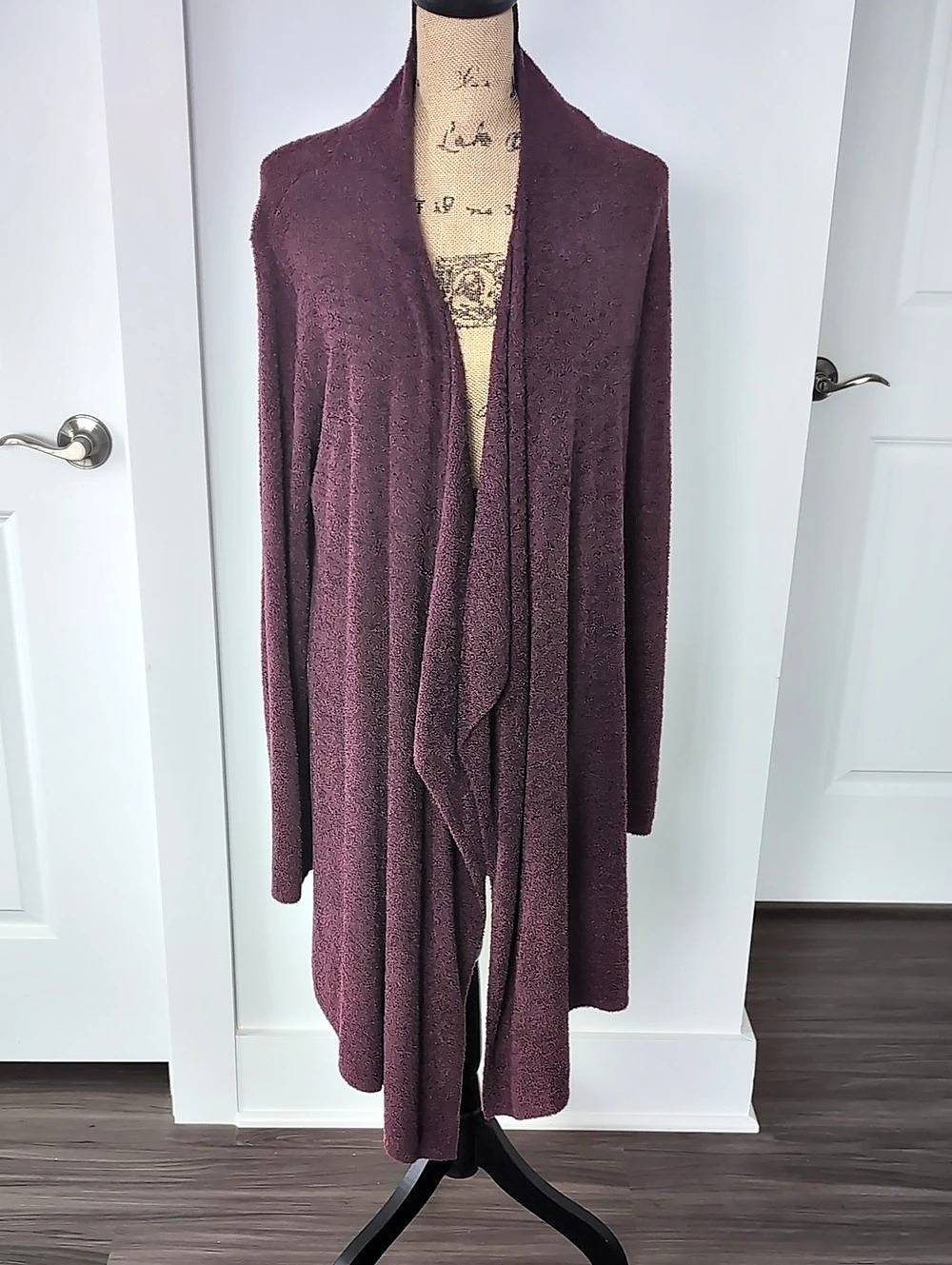 Barefoot Dreams Bamboo Chic Lite Knit Long Cardigan Merlot L/XL Like New